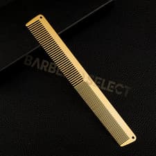 Image of Men Hairstyle Comb Titanium Steel Metal Hairdressing Cutting Comb Thin Flat Top 