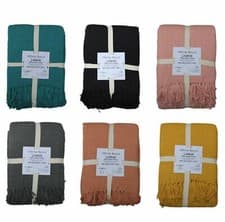 Image of Lisbon Throw 100% Cotton Plain Honeycomb Sofa Bed Cover Throws Blanket
