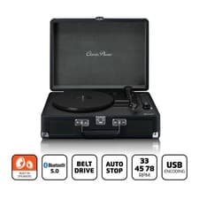 Image of Lenco TT-13BK Classic Phono Retro Turntable Speakers & Bluetooth Black - NEW
