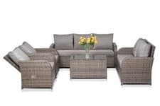 Image of Rattan Garden Patio Sofa Set 7-Seater Table with Cushions