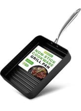 Image of NutriChef Grill Pan Nonstick, Stainless-Steel Griddle 48 x 28cm, High Ridges