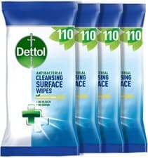 Image of Dettol Antibacterial Cleansing Surface Wipes, Fragrance Free, 440 Wipes (110 x 4