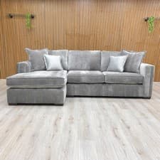 Image of ‘Chelsea’ Corner Sofa Grey Derwent Soft Weave Fabric Left Hand Facing Open End