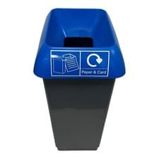Image of Plastic 50 L Recycling Blue Paper Lid Waste Rubbish Dustbin with Paper Logo