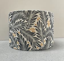 Image of Handmade Botanical Leaf Trail Midnight and Gold Floral Drum Lampshade