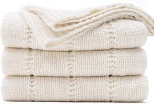 Image of Cable Knitted Throw Luxury Minimalist Soft Premium Knit Blanket Bed Sofa Chair