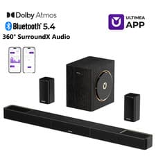 Image of ULTIMEA 5.1.2CH Dolby Atmos Soundbar with Wireless Subwoofer & Surround Speakers