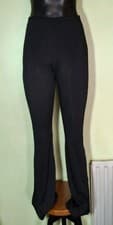Image of NEW #LOTD Black High Waisted Ribbed Fit Flare Trousers UK 10