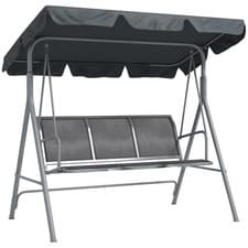 Image of Outsunny Metal Swing Chair 3 Seater Patio Bench w/ Canopy, Dark Grey
