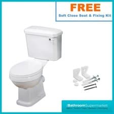 Image of Traditional White Bathroom Suite Ceramic Toilet Sink Basin Toilet Seat & Taps
