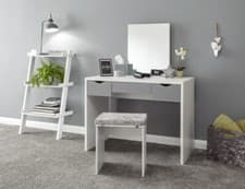 Image of Dressing Table White and Grey 3 large drawers with mirror Elizabeth Dresser