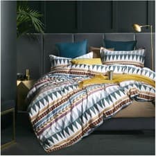 Image of Eikei Bohemian Duvet Cover Geo Aztec Southwestern Bedding Teal Rust Super King