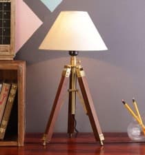 Image of 21 inch Without Shade Lamp Home Decor Wooden Tripod Stand Antique Table Lamp