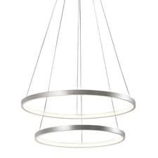 Image of Litecraft Double Ringed Integrated LED Ceiling Pendant Light - Silver Clearance
