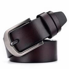 Image of Mens Genuine Leather Belt Belts Real New Buckle For Trouser Jeans Black Brown UK