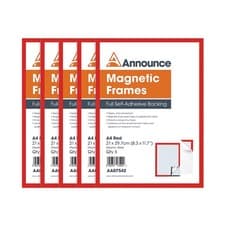 Image of Announce Magnetic Frames A4 Red (Pack of 5) AA07542 - AA07542