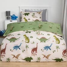 Image of Dino Duvet Cover Bedding Set Reversible with Pillowcase Quilt Junior Single