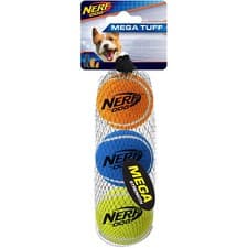 Image of Nerf Dog Mega Strength Tennis Balls 3 pk Small Medium Fetching Ball Multi-Colour