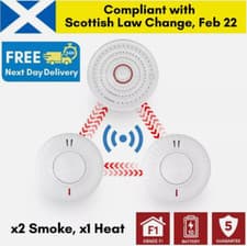Image of Wireless Interlinked Smoke Heat Alarms 10 Year Battery Similar to HiSPEC