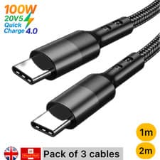Image of Heavy Duty Type C to Type C Cable Fast Charge PD 100W Braided USB C Cables Lead