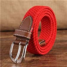 Image of Mens Womens Ladies Elasticated Belts Canvas Stretch Elastic Braided Belt Buckle