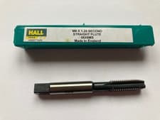 Image of Hall M8 x 1.25 HSS Second Straight Flute Tap MADE IN ENGLAND