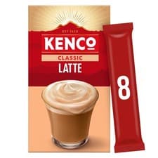 Image of Kenco Latte Instant Coffee Sachets 8 's (Pack of 2)