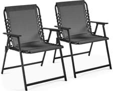 Image of Yaheetech Folding Outdoor Chairs Set of 2 with Metal Frame, All Weather Foldable
