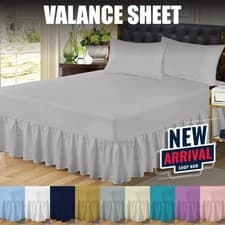Image of Fitted Valance Sheet Extra Deep Bed Sheets Single Double King Size & Pillowcases