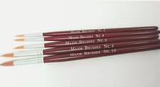 Image of Synthetic Sable Brush Set 5 Round Red Watercolour Acrylic Oil 591 Major Brushes