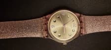 Image of UNWORN Swatch Lady "Rose Glistar" (LP132C) Pink Glitter Watch - New Battery