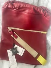 Image of Lacoste Red Leather Duffle Bag