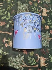 Image of Sara Miller Light Blue Biscuit Barrel Storage Jar Birds Leaves Floral New Lidded
