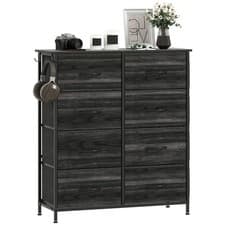 Image of HOMCOM Fabric Chest of Drawers, 8 Drawer Dresser for Bedroom, Black
