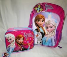 Image of Disney Frozen Anna Elsa Forever Sisters 16" Backpack&9.5" Lunch Bag Lunchbox-New