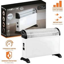 Image of Daewoo 2000W Convector Heater White Electric Portable Heater Thermostat
