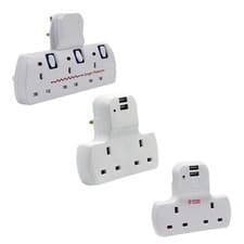 Image of Wall Plug Extension Adapter Multi Socket Plug White Surge Protected 13A