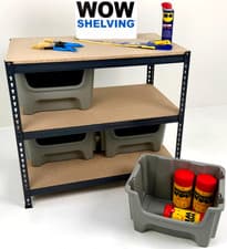 Image of GREY 3 Level Bench Workbench Shelving Racks  Storage Garage Workshop shed
