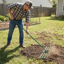 Image of Heavy Duty Garden Smoothing Tool 106x25cm Green Metal Lawn Rake