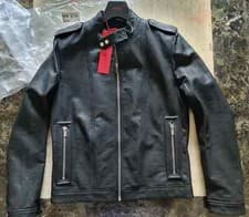 Image of new RRP £625 mens HUGO BOSS leather jacket slim fit lector size XL