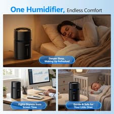 Image of 3L Smart Humidifier with Filter, LED Display, 3 Mist Levels, Negative Ion Tec...