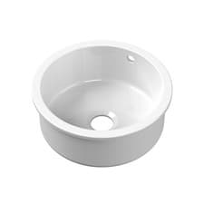 Image of 460mm Round Fireclay Kitchen Sink Undermount with Overflow & Central Waste