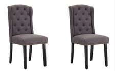 Image of Dining Chairs Set of 2 Button Tufted Upholstered Dining Chairs with Wing Design