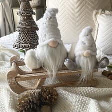 Image of Set Of 2 Plush Sitting Gonk White Snowflake Hat Christmas Decoration