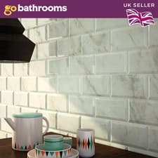 Image of Metro Brick Effect Bevelled Edge Ceramic Tile Gloss Kitchen Bathroom Wall 1 Box