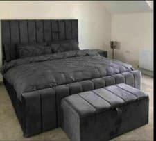Image of !!!Panel Plush Velvet Upholstered Bed Frame 3ft 4ft6 Double 5ft King Size NEW