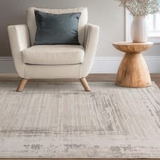 Image of Strata Grey & Cream Modern Sketched Border Rug 100% Polyester