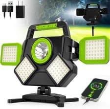 Image of SYLSTAR 55W Rechargeable Work Light, 5000 Lumen Magnetic Base, IP65 Waterproof,