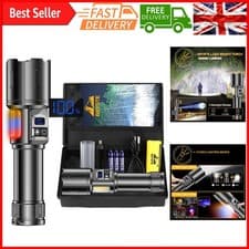 Image of Ultra Bright 500000 Lumens Rechargeable LED Torch - Waterproof Tactical Flash...