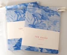 Image of TED BAKER Landscape Toile Blue Oxford Pillowcases x 2 New/Unused 74 x 48 x 5cm